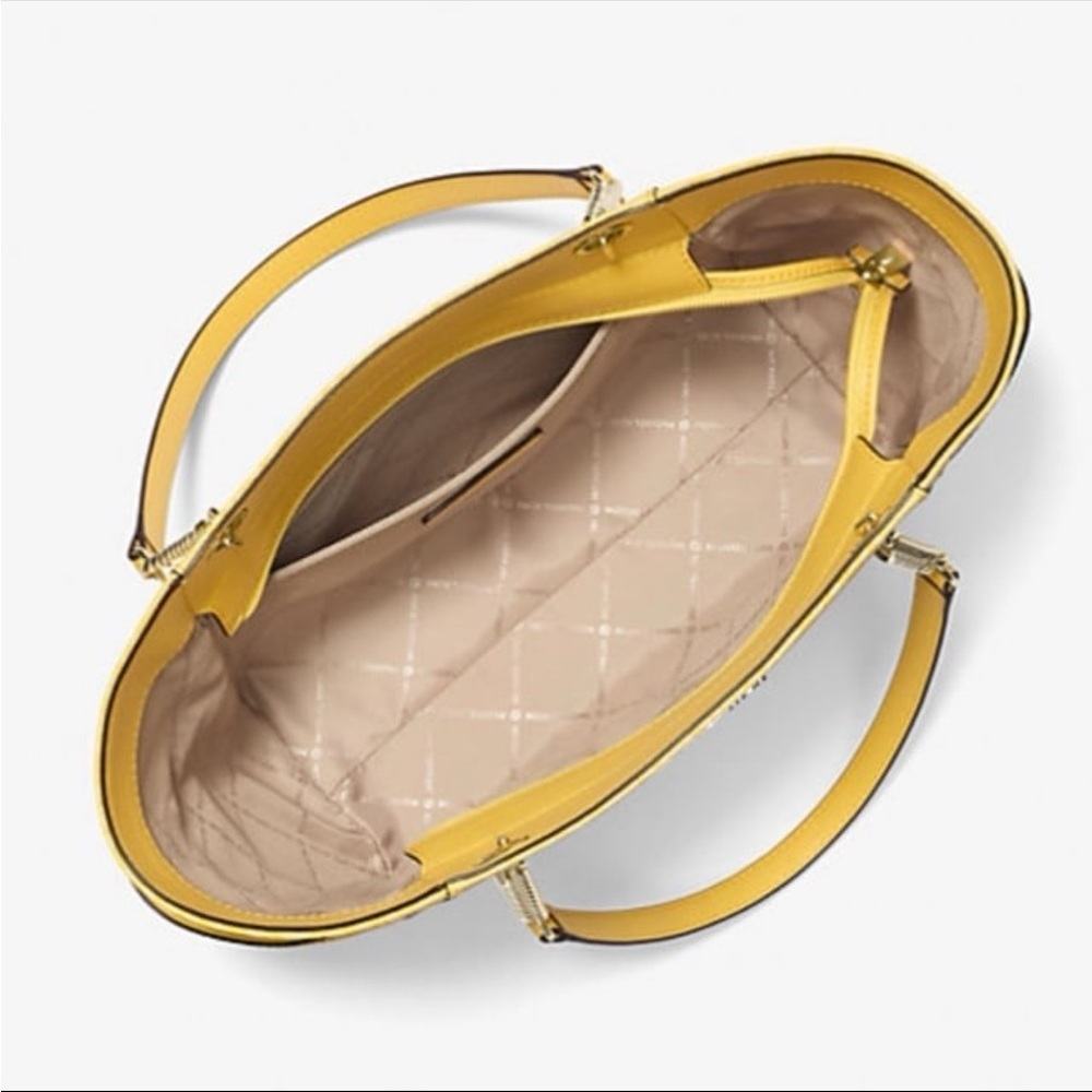 Michael Kors Signature Logo Chain Shoulder Tote DAISY YELLOW - Picture 14 of 14